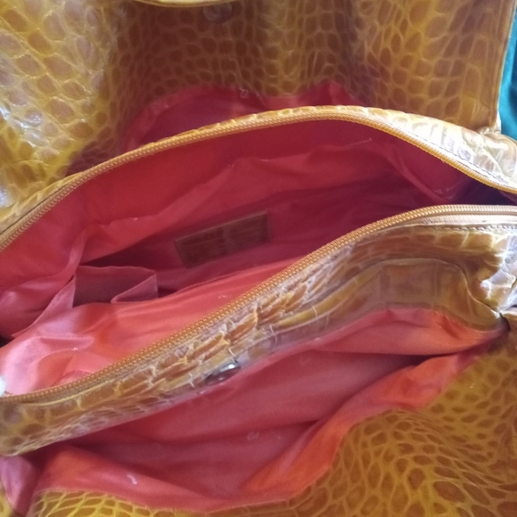 Michael Rome Hobo Leather Orange Crocodile-Embossed Handbag - Picture 13 of 14